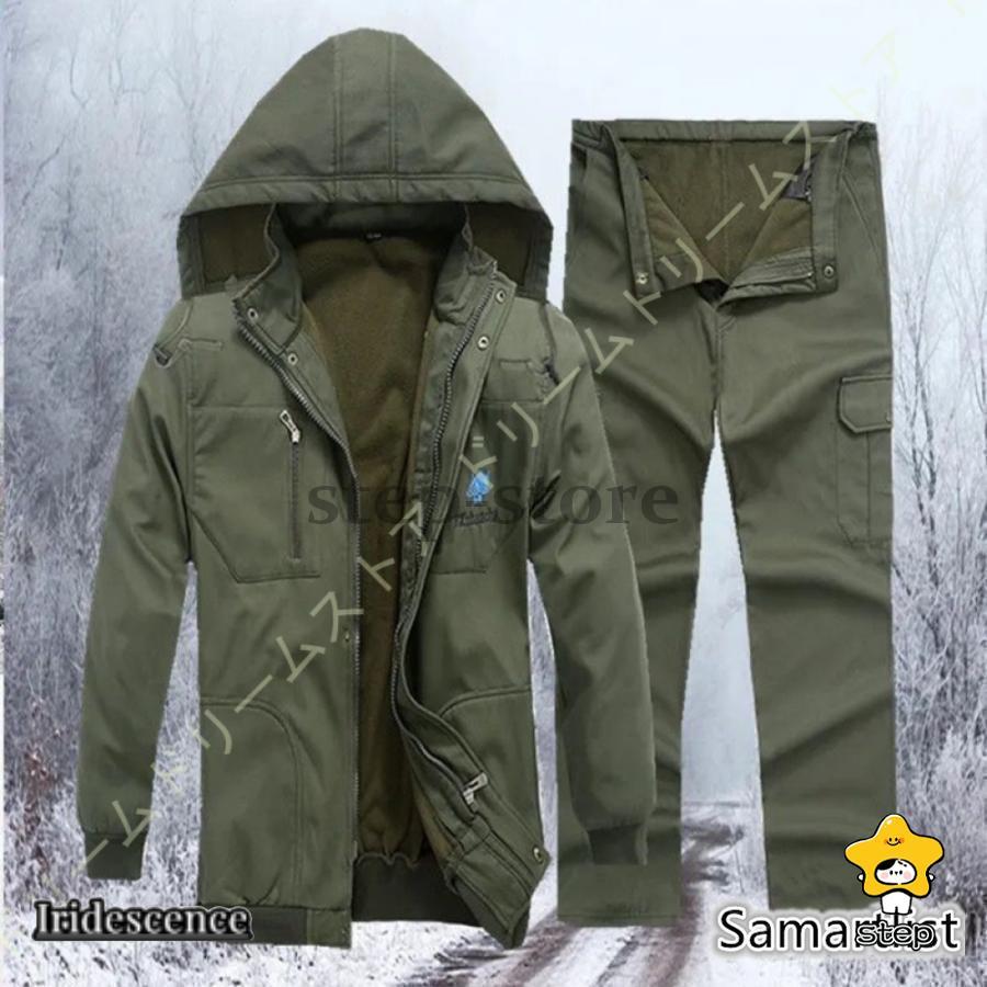 アウトドアジャケット 上下セット メンズ 登山ウェア 撥水 透湿 釣り バイク ゴルフ 作業着  トレッキングパンツ 秋冬 柄 | ブランド登録なし | 17