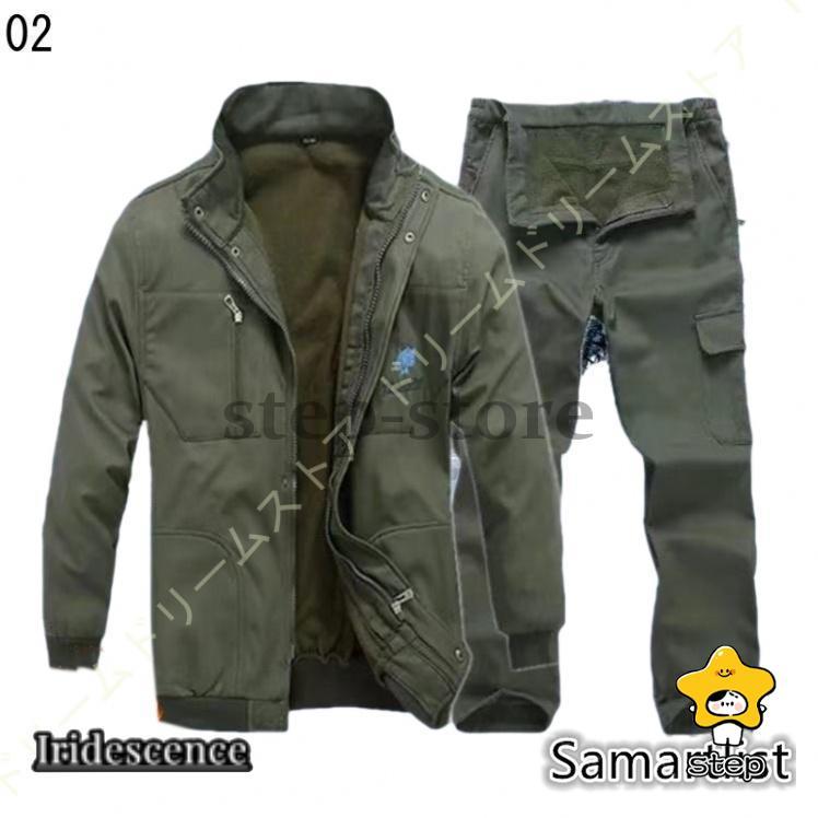 アウトドアジャケット 上下セット メンズ 登山ウェア 撥水 透湿 釣り バイク ゴルフ 作業着  トレッキングパンツ 秋冬 柄 | ブランド登録なし | 02