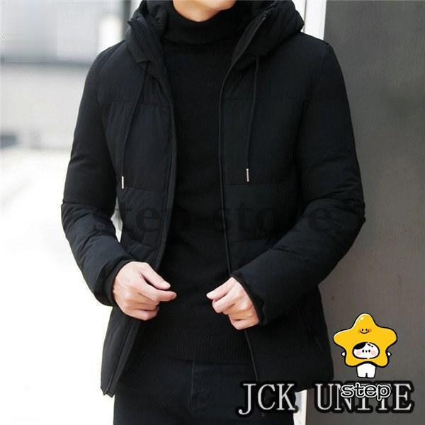 中綿ジャケット メンズ キルティングコート 中綿ダウン コート アウター 防寒 ビジネス スリム 軽めジャケット ショート丈 フード付き 秋冬 | ブランド登録なし | 01