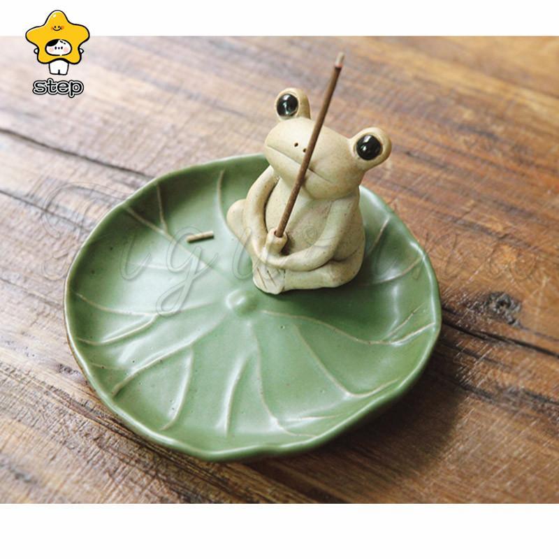 香皿 香立て お香立て カエル かわいい 和風 動物 デザイン 蓮の葉 灰