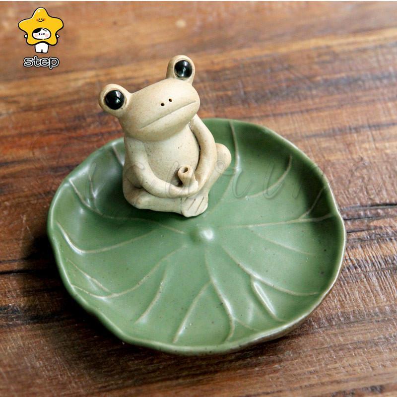 香皿 香立て お香立て カエル かわいい 和風 動物 デザイン 蓮の葉 灰