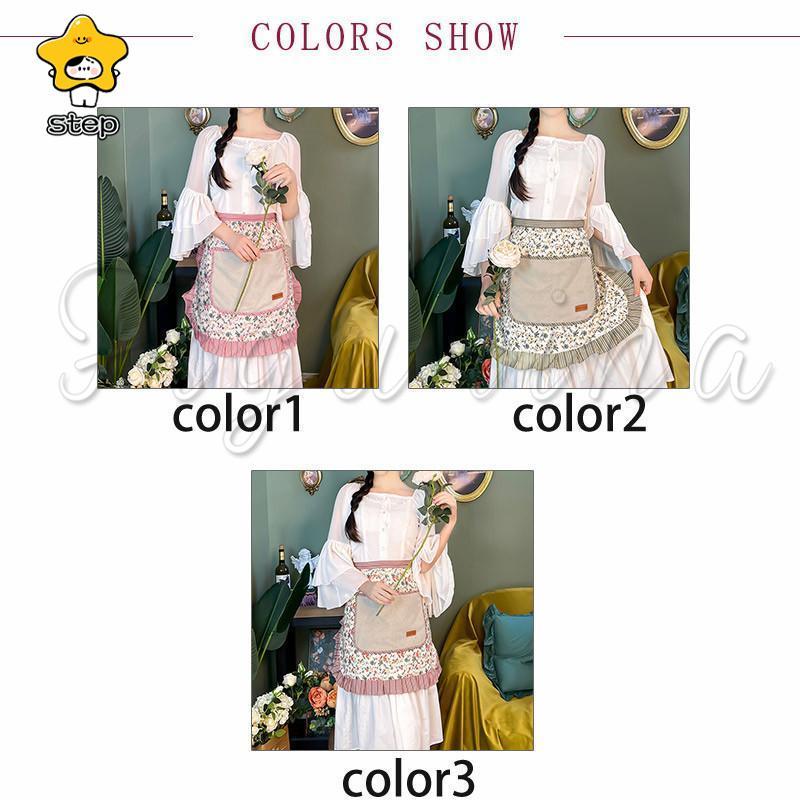 Hilda Hilda 花柄　カフェエプロン 未使用 Hilda Hilda 花柄カフェエプロン 未使用