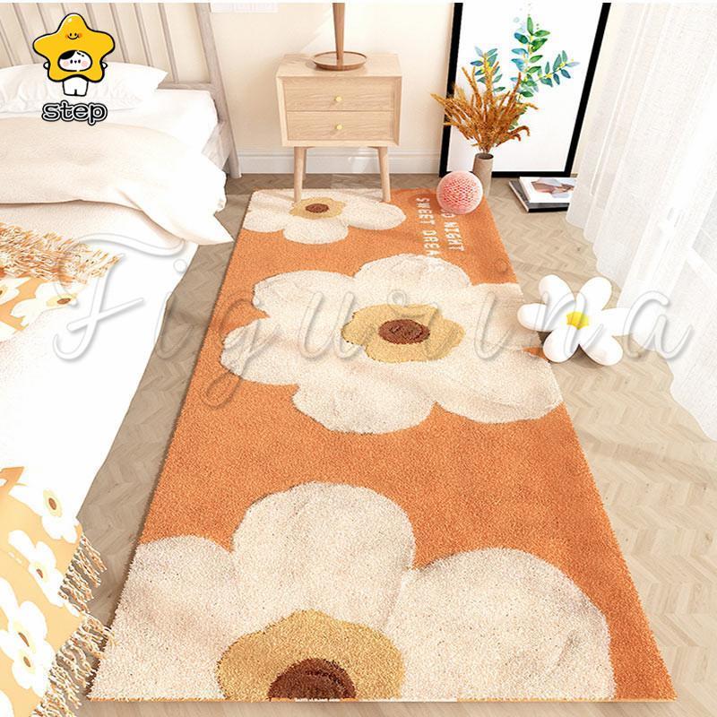 カーペット 花柄 ベッドサイド ラグ 洗える チューリップ ラグマット