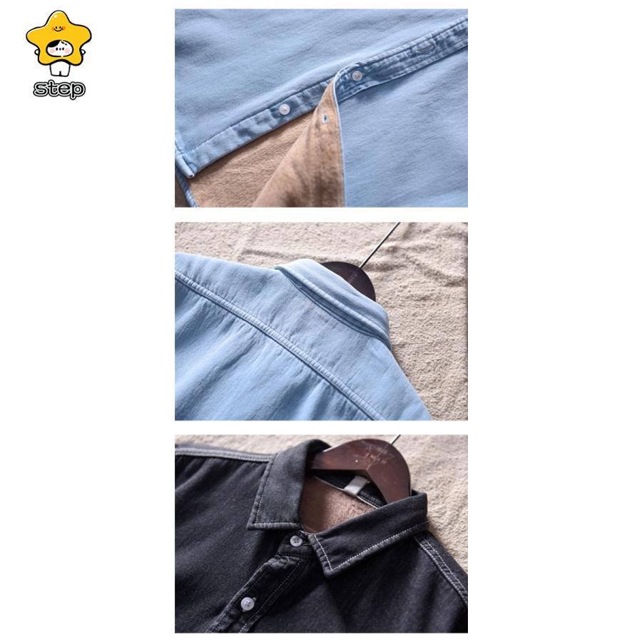 厚手 ネルシャツ デニムシャツ メンズ 裏起毛 長袖 無地 秋冬 極暖 ボア 防寒 お洒落 ゆったり カジュアル 紳士服 ビジネス 大きいサイズ | ブランド登録なし | 11