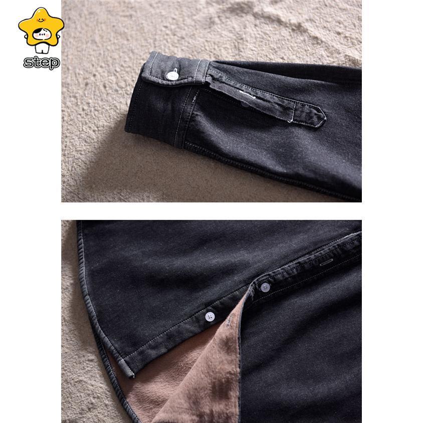 厚手 ネルシャツ デニムシャツ メンズ 裏起毛 長袖 無地 秋冬 極暖 ボア 防寒 お洒落 ゆったり カジュアル 紳士服 ビジネス 大きいサイズ | ブランド登録なし | 13