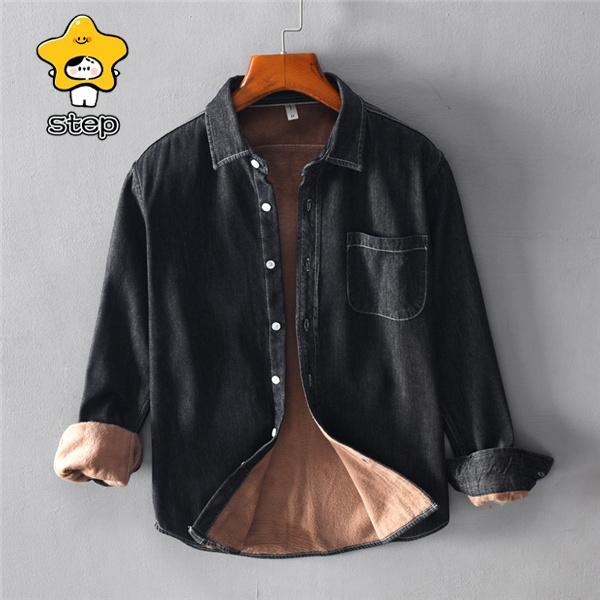 厚手 ネルシャツ デニムシャツ メンズ 裏起毛 長袖 無地 秋冬 極暖 ボア 防寒 お洒落 ゆったり カジュアル 紳士服 ビジネス 大きいサイズ | ブランド登録なし | 05