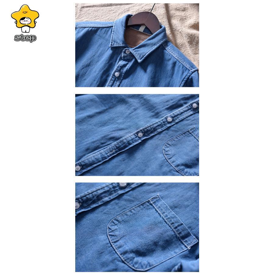 厚手 ネルシャツ デニムシャツ メンズ 裏起毛 長袖 無地 秋冬 極暖 ボア 防寒 お洒落 ゆったり カジュアル 紳士服 ビジネス 大きいサイズ | ブランド登録なし | 08