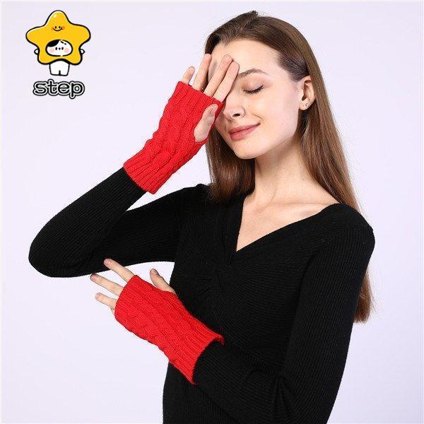 アームウォーマー レディース スマホ対応 手袋 冬 指切り 指無し スマホ手袋 腕カバー グローブ 暖かい 防寒 リブ ニット 冷え対策 温め 大人 | ブランド登録なし | 16