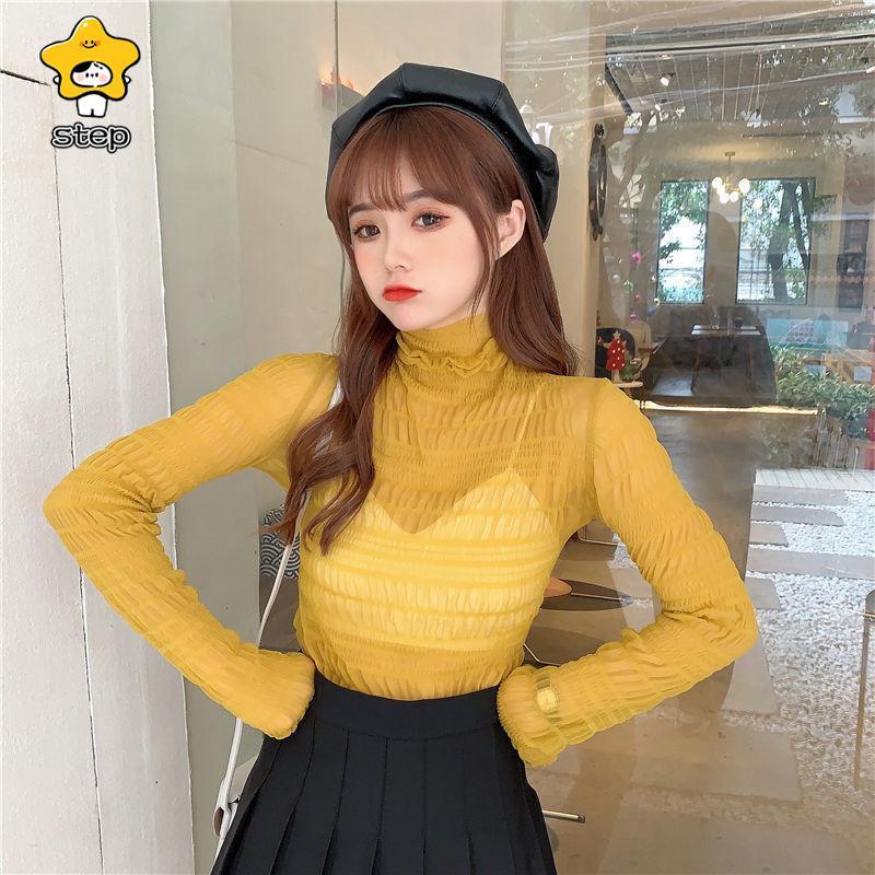 インナーシャツ レース 透け感 Tシャツ ブラウス シースルー レディース ハイネック ボトルネック チュール トップス 長袖 | ブランド登録なし | 15