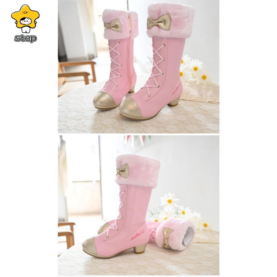 ブーツ ロング丈 女の子 キッズ リボン 可愛い ロリータ 防寒 ヒール あったか 秋 冬 オシャレ きれいめ スノーブーツ 通園 通学 可愛い | ブランド登録なし | 13