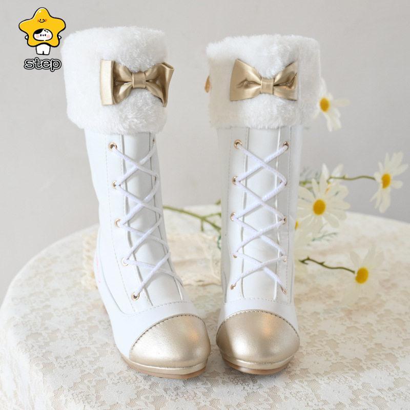 ブーツ ロング丈 女の子 キッズ リボン 可愛い ロリータ 防寒 ヒール あったか 秋 冬 オシャレ きれいめ スノーブーツ 通園 通学 可愛い | ブランド登録なし | 01