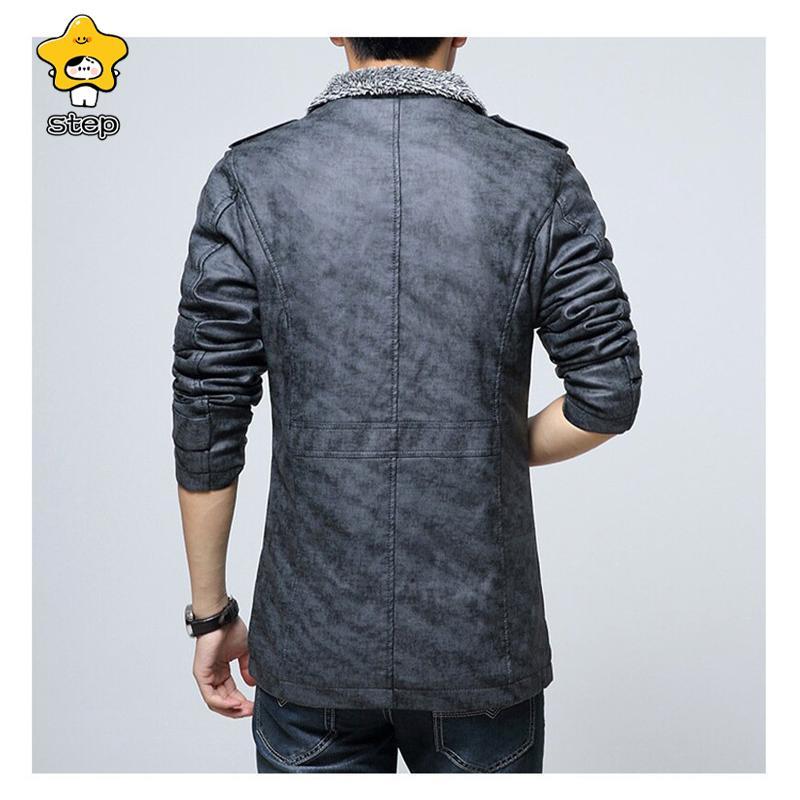 レザージャケット メンズ 革ジャン レザーコート 襟ボア 裏起毛 革ジャケット ブルゾン アウター PU 防寒 防水 防風 保温 ライダース バイク | ブランド登録なし | 13