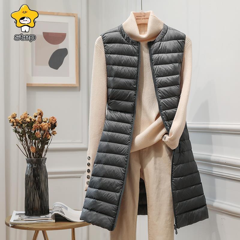 ロングベスト レディース ダウン 無地 ロング丈 薄手 軽量 フードなし キルティング 暖か 防寒 細身 軽量 防風 保温 インナーベスト アウター | ブランド登録なし | 12