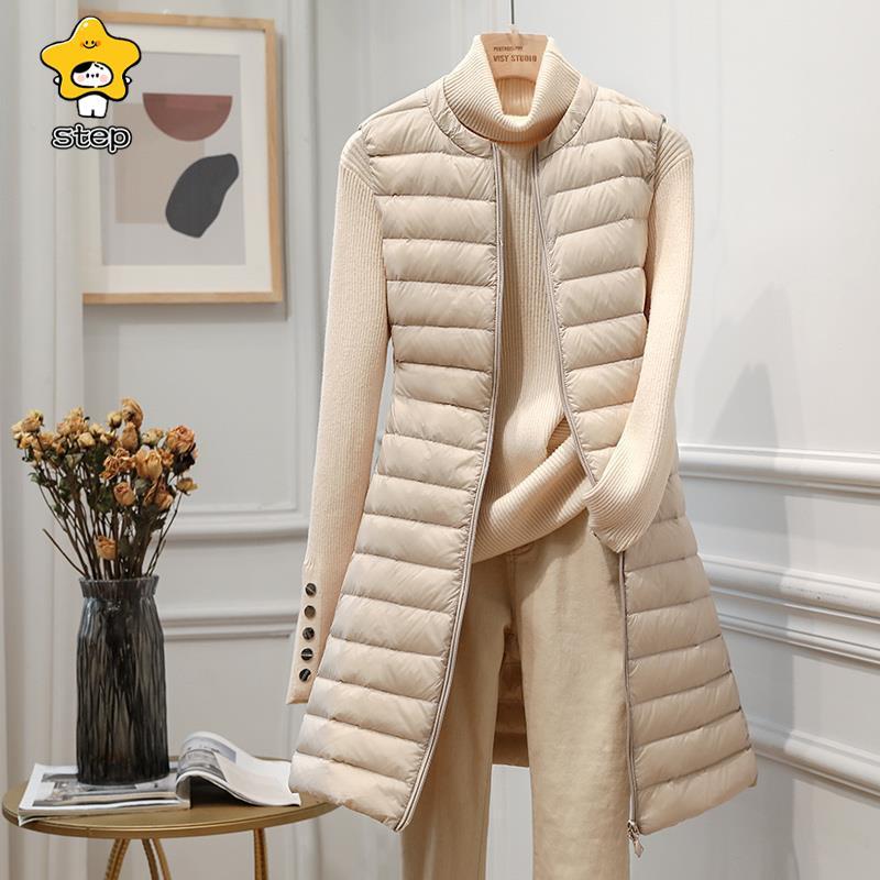 ロングベスト レディース ダウン 無地 ロング丈 薄手 軽量 フードなし キルティング 暖か 防寒 細身 軽量 防風 保温 インナーベスト アウター | ブランド登録なし | 14