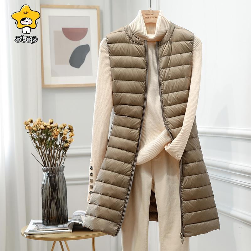 ロングベスト レディース ダウン 無地 ロング丈 薄手 軽量 フードなし キルティング 暖か 防寒 細身 軽量 防風 保温 インナーベスト アウター | ブランド登録なし | 04