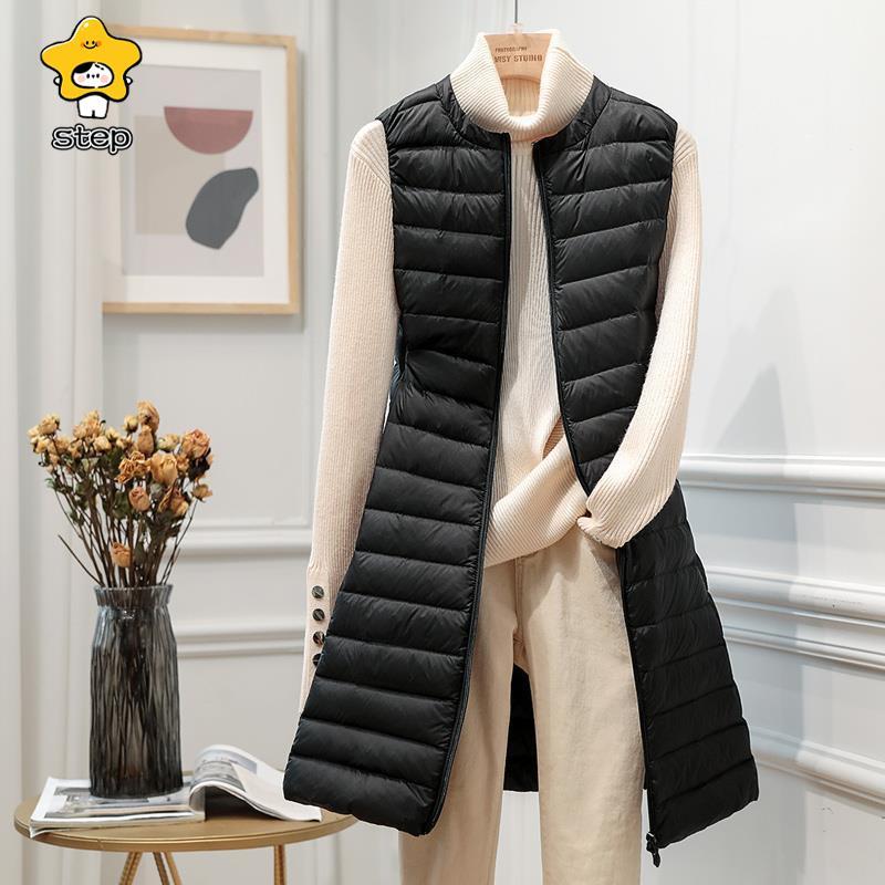 ロングベスト レディース ダウン 無地 ロング丈 薄手 軽量 フードなし キルティング 暖か 防寒 細身 軽量 防風 保温 インナーベスト アウター | ブランド登録なし | 05