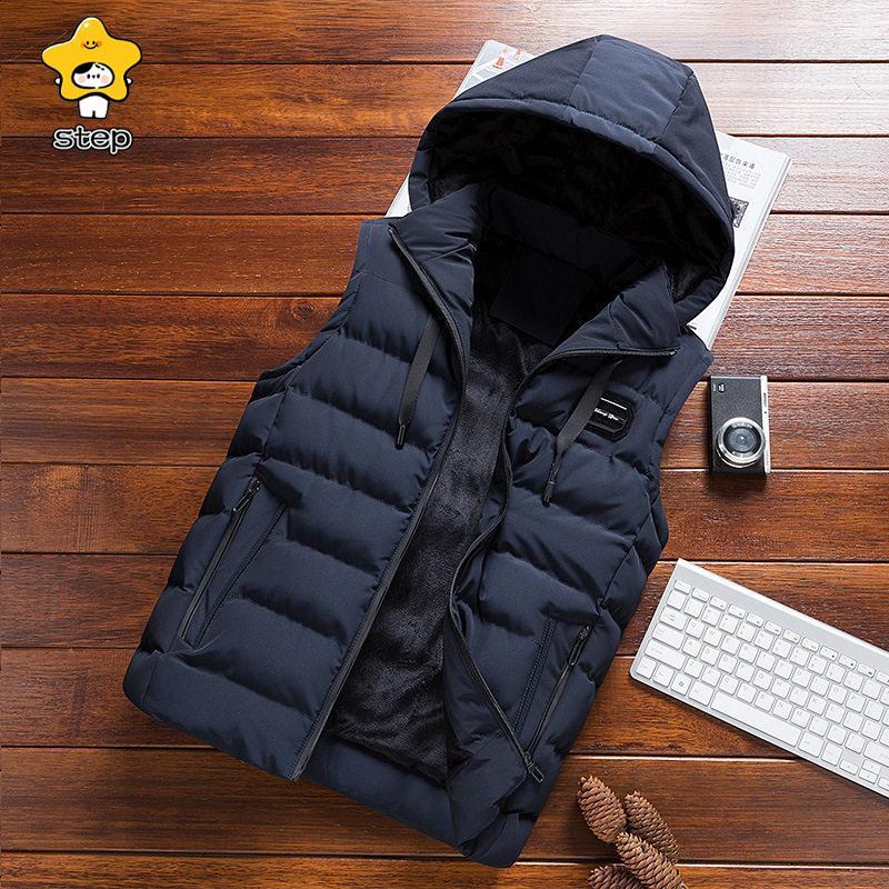 中綿ダウンベスト メンズ 爆売中 フリースベスト 裏起毛 フード付き インナーベスト 無地 ボア 暖かい 冬服 シンプル アウター 通勤通学 | ブランド登録なし | 10