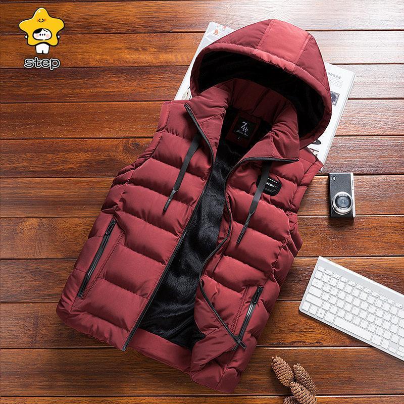 中綿ダウンベスト メンズ 爆売中 フリースベスト 裏起毛 フード付き インナーベスト 無地 ボア 暖かい 冬服 シンプル アウター 通勤通学 | ブランド登録なし | 04