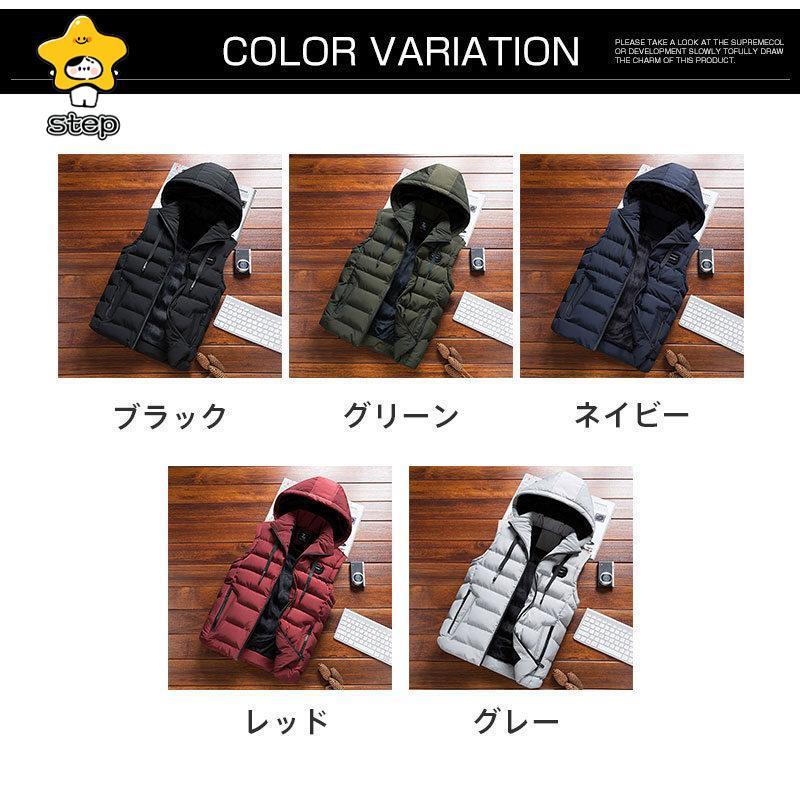 中綿ダウンベスト メンズ 爆売中 フリースベスト 裏起毛 フード付き インナーベスト 無地 ボア 暖かい 冬服 シンプル アウター 通勤通学 | ブランド登録なし | 06