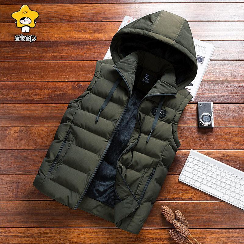 中綿ダウンベスト メンズ 爆売中 フリースベスト 裏起毛 フード付き インナーベスト 無地 ボア 暖かい 冬服 シンプル アウター 通勤通学 | ブランド登録なし | 09