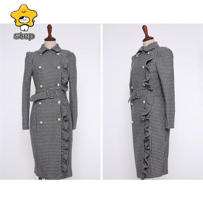 ワンピース レディース きれいめ フォーマル 結婚式 ドレス スーツ タイトワンピ 千鳥格 長袖 キャバ フォーマル 通勤 OL 30代 40代 着痩せ おしゃれ 卒業式 | ブランド登録なし | 09