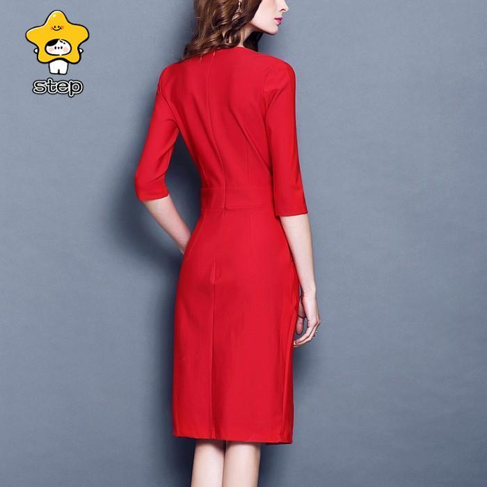 ワンピース チュニック レディース 結婚式 ワンピ 五分袖 5分袖 膝丈 ひざ丈 タイトワンピース 大きいサイズ 通勤 オフィス 30代 40代 50代 | ブランド登録なし | 04