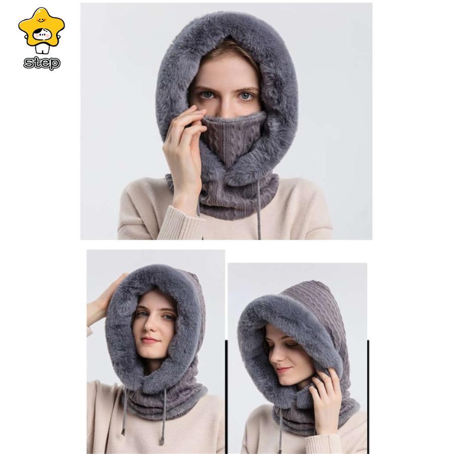 ニット帽 ニット 帽子 秋冬レディース 冬 帽子 裏ボア ファー マフラー 耳付き 冬 ファー付き リブ編み ニット 小顔効果 きれいめ 防寒対策 | ブランド登録なし | 01