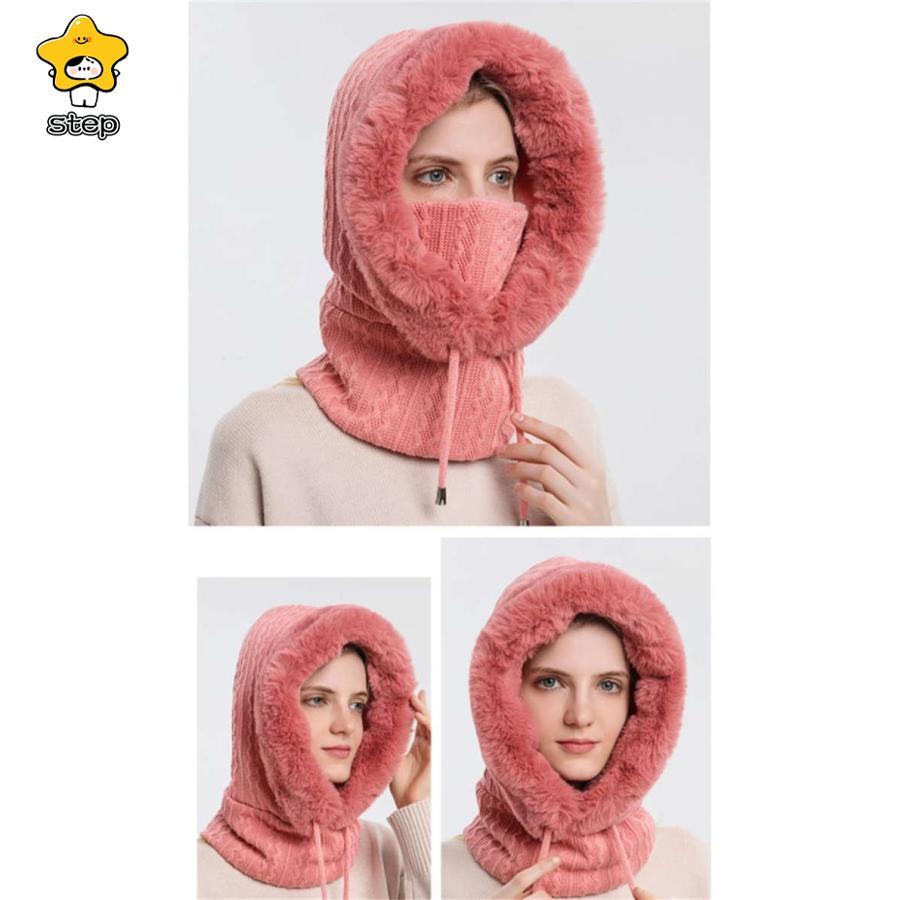 ニット帽 ニット 帽子 秋冬レディース 冬 帽子 裏ボア ファー マフラー 耳付き 冬 ファー付き リブ編み ニット 小顔効果 きれいめ 防寒対策 | ブランド登録なし | 04