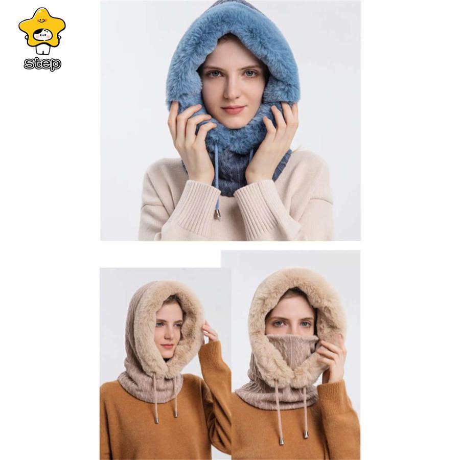 ニット帽 ニット 帽子 秋冬レディース 冬 帽子 裏ボア ファー マフラー 耳付き 冬 ファー付き リブ編み ニット 小顔効果 きれいめ 防寒対策 | ブランド登録なし | 06