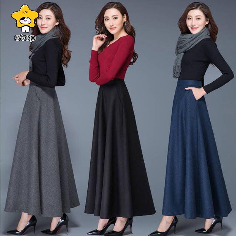 ロングスカート 春 レディース 秋 冬 ロング フレアスカート スカート マキシ丈 大きいサイズ 秋冬 ロング丈 ポケット付き Aライン ハイウエスト | ブランド登録なし | 12