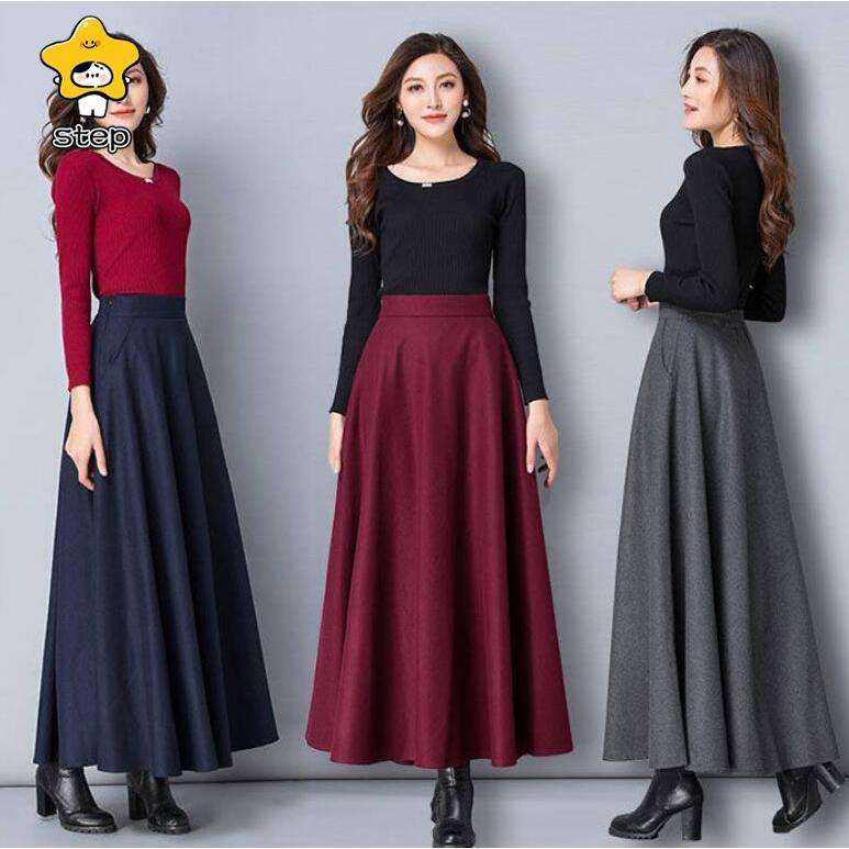 ロングスカート 春 レディース 秋 冬 ロング フレアスカート スカート マキシ丈 大きいサイズ 秋冬 ロング丈 ポケット付き Aライン ハイウエスト | ブランド登録なし | 13