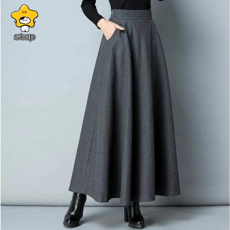 ロングスカート 春 レディース 秋 冬 ロング フレアスカート スカート マキシ丈 大きいサイズ 秋冬 ロング丈 ポケット付き Aライン ハイウエスト | ブランド登録なし | 06