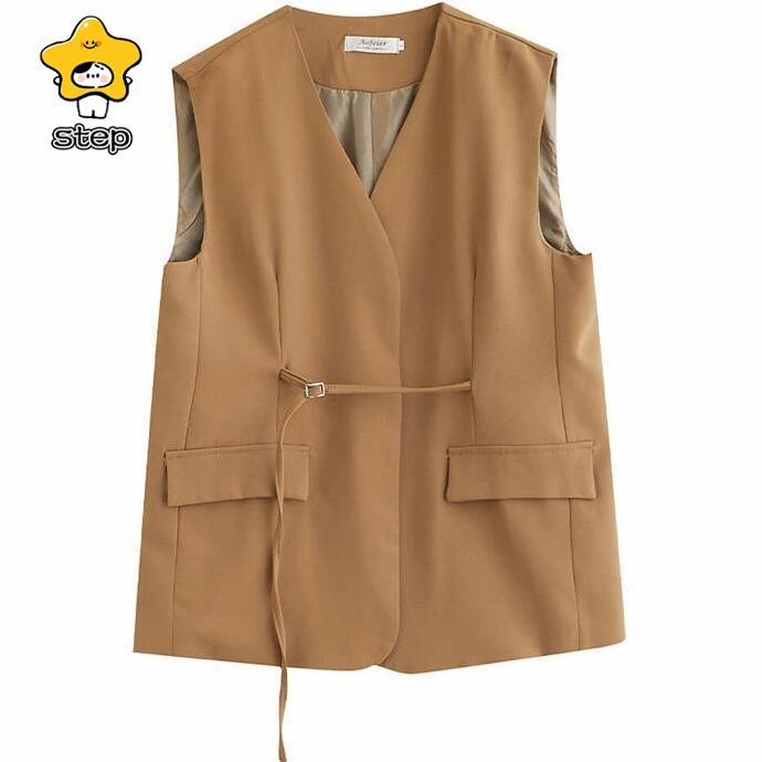 ジレベスト レディース ジレ ベスト 前開き レイヤード風 ロングベスト コート ノースリーブ おしゃれ 秋 コーデ 冬 春 羽織り テーラード | ブランド登録なし | 11