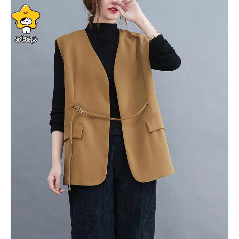 ジレベスト レディース ジレ ベスト 前開き レイヤード風 ロングベスト コート ノースリーブ おしゃれ 秋 コーデ 冬 春 羽織り テーラード | ブランド登録なし | 01