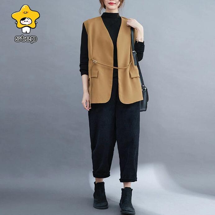 ジレベスト レディース ジレ ベスト 前開き レイヤード風 ロングベスト コート ノースリーブ おしゃれ 秋 コーデ 冬 春 羽織り テーラード | ブランド登録なし | 03