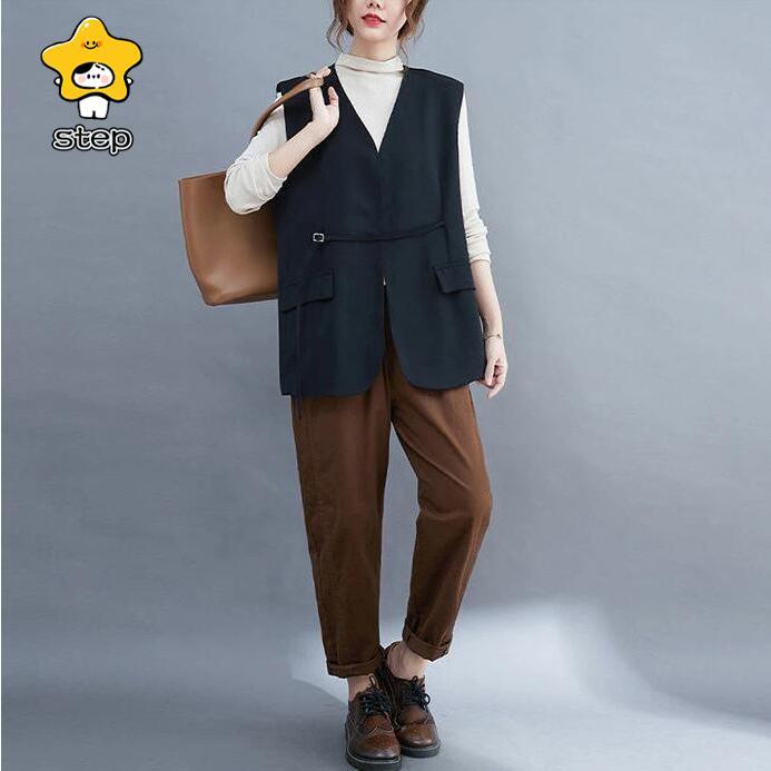 ジレベスト レディース ジレ ベスト 前開き レイヤード風 ロングベスト コート ノースリーブ おしゃれ 秋 コーデ 冬 春 羽織り テーラード | ブランド登録なし | 05