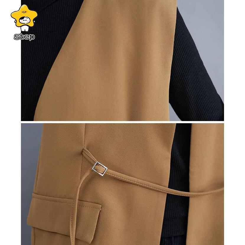 ジレベスト レディース ジレ ベスト 前開き レイヤード風 ロングベスト コート ノースリーブ おしゃれ 秋 コーデ 冬 春 羽織り テーラード | ブランド登録なし | 09