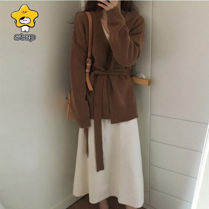 ベルト付き　カーディガン　レディース　ニット ニットカーディガン　長袖 　セーター　トップス　アウター　羽織り　カーデ　可愛い　Vネック　ゆったりめ | ブランド登録なし | 08