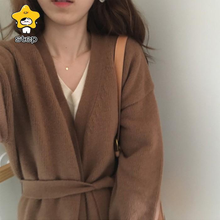 ベルト付き　カーディガン　レディース　ニット ニットカーディガン　長袖 　セーター　トップス　アウター　羽織り　カーデ　可愛い　Vネック　ゆったりめ | ブランド登録なし | 09