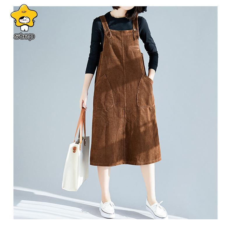 サロペット ジャンパースカート ミディアムサロペット レディース ワンピース 秋冬 コーデュロイ サロペットスカート 痩せる効果 大きいサイズ | ブランド登録なし | 02