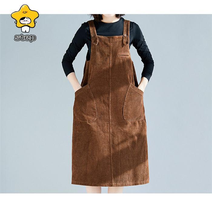 サロペット ジャンパースカート ミディアムサロペット レディース ワンピース 秋冬 コーデュロイ サロペットスカート 痩せる効果 大きいサイズ | ブランド登録なし | 04