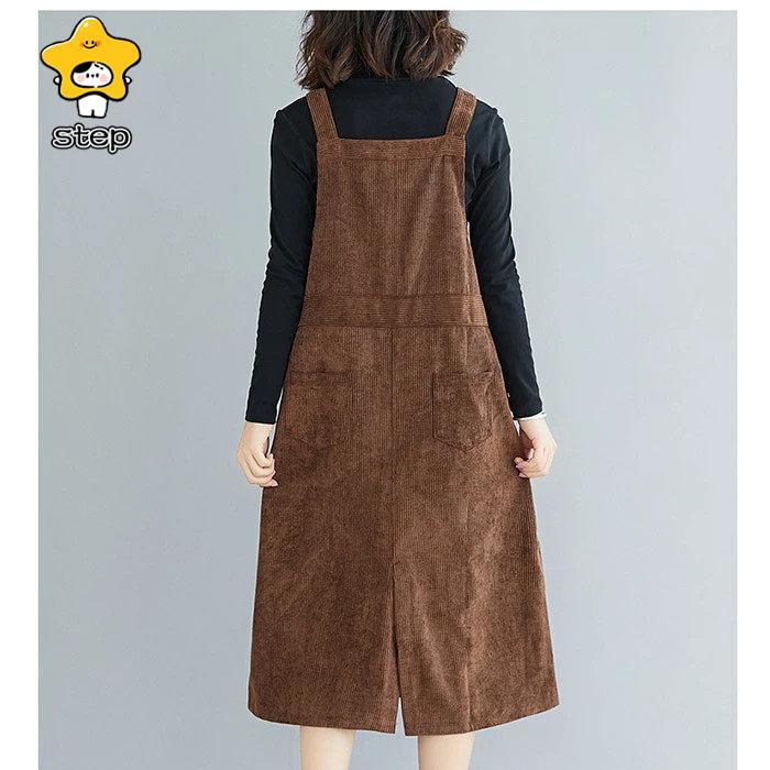 サロペット ジャンパースカート ミディアムサロペット レディース ワンピース 秋冬 コーデュロイ サロペットスカート 痩せる効果 大きいサイズ | ブランド登録なし | 05