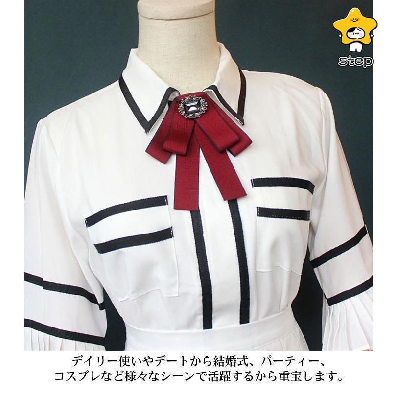 トップス シャツ シフォンシャツ 長袖 ボリューム袖 襟付き リボンタイ