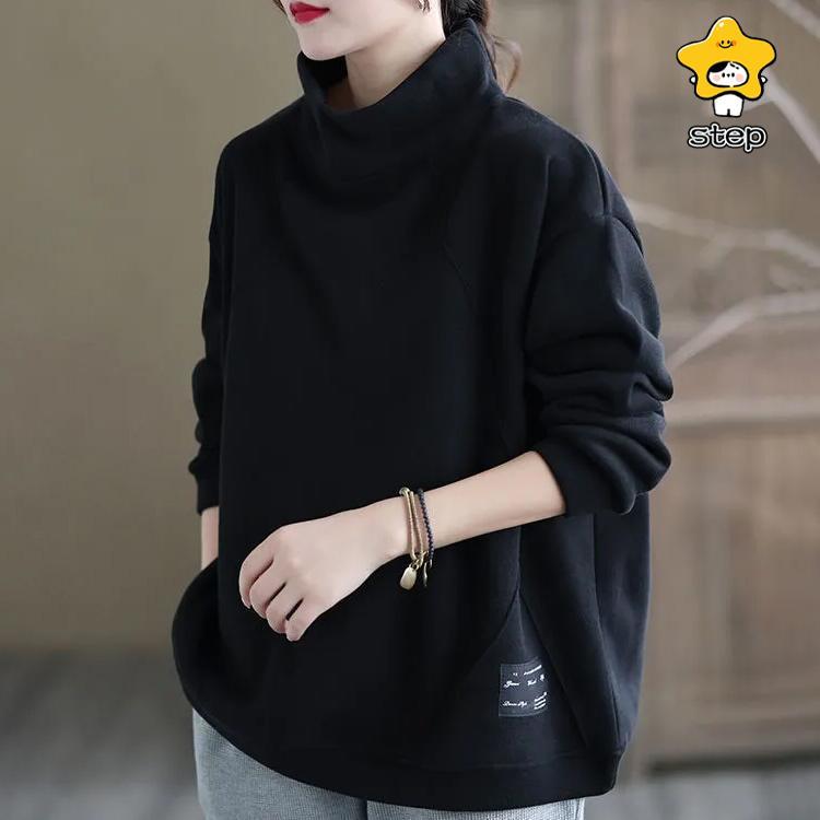 春服 モックネック トレーナー 裏起毛 スウェット プルオーバー ワイドシルエット 長袖 ハイネック トップス あったか ゆったり レディース 楽ちん | ブランド登録なし | 03