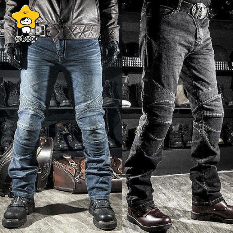 バイクパンツ メンズ　ライダーパンツ プロテクター付き ジーンズ デニム バイクウェア オートバイ 転倒防護 膝当て 耐久 耐衝撃 膝パッド レーシングパンツ | ブランド登録なし