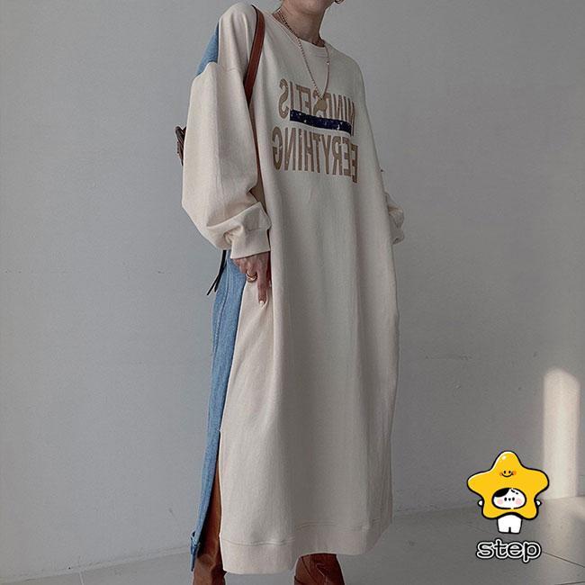 スウェットワンピース 長袖 マキシ丈 レディース オーバーサイズ