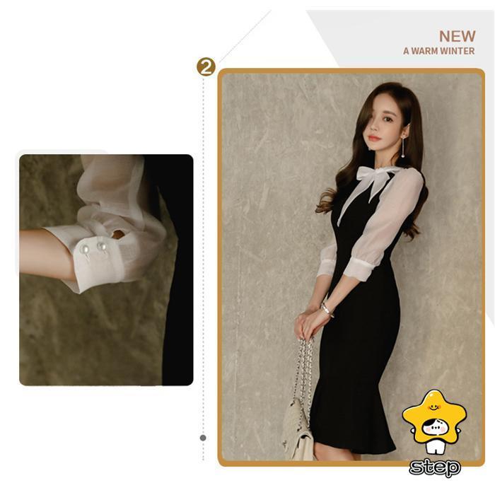 ワンピース きれいめ レディース 春 夏 長袖 パーティードレス タイトワンピー 結婚式 ドレス ロングワンピース レイヤード お呼ばれ 卒業式 上品 着痩せ | ブランド登録なし | 05