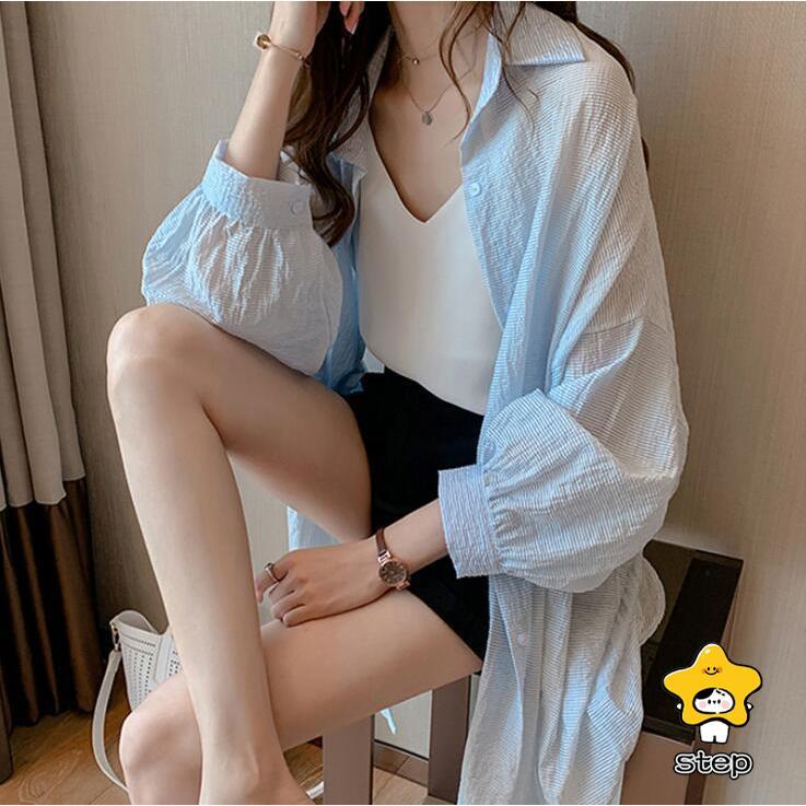 ロングシャツ UVカットカーディガン レディース 夏 トップス シャツ 七分袖 ゆったり 体型カバー 紫外線対策 冷房対策 カジュアル ロング丈 ショート丈 おしゃれ | ブランド登録なし