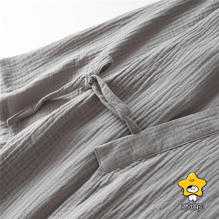 ガーゼ ガウン パジャマ ルームウェア レディース メンズ ペアパジャマ 長袖 部屋着 寝間着 大人 寝巻き 前開き カップル お揃い 綿 コットン 皺感 大きいサイズ | ブランド登録なし | 08