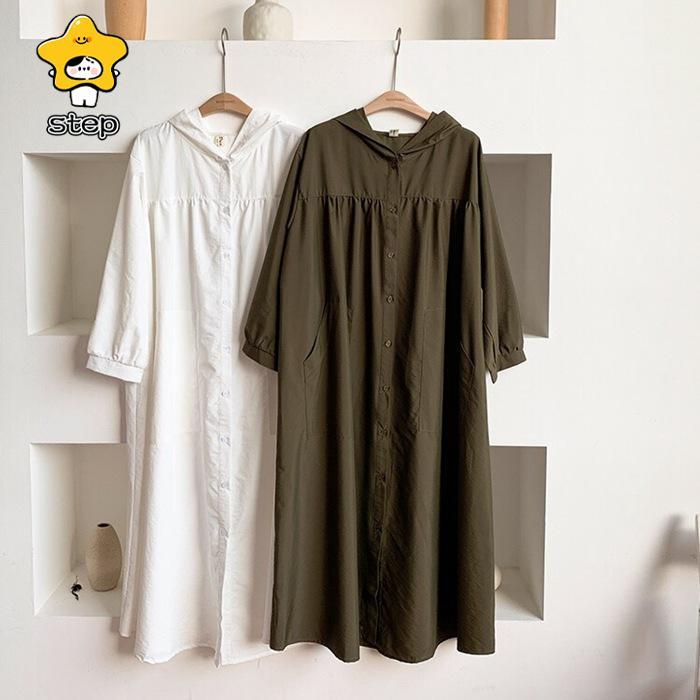 トレンチコート ロングコート シャツワンピース　ロング丈　羽織り 体型カバー 大きいサイズ ドルマン ビッグシルエット レディース 秋 | ブランド登録なし | 02